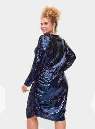 V-ringad pajlettklänning, Evening Blue, Model