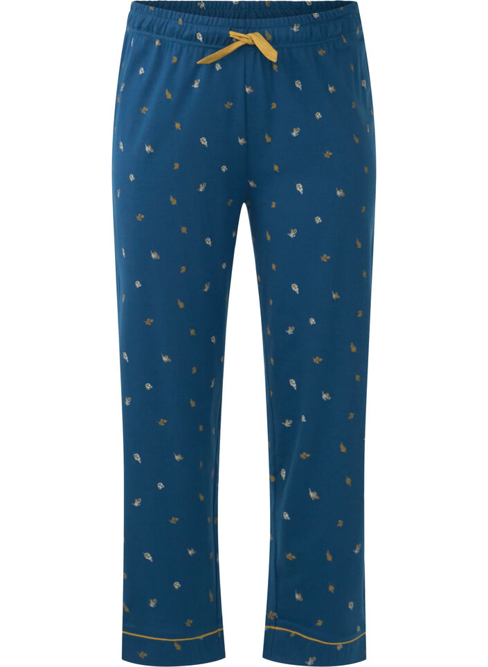 Pyjamasbyxor i bomull med tryck, Blue Opal AOP, Packshot image number 0