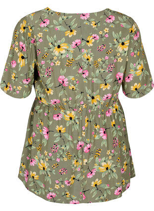 Tunika för gravida i viskos med blommönster, Green Flower Print, Packshot image number 1