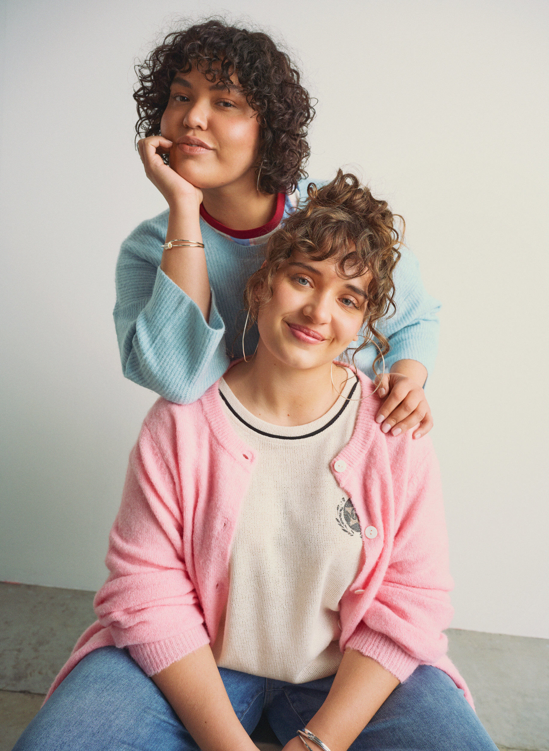 Zizzi Stickad kofta med ull och knappar, Rosa, Image image number 0