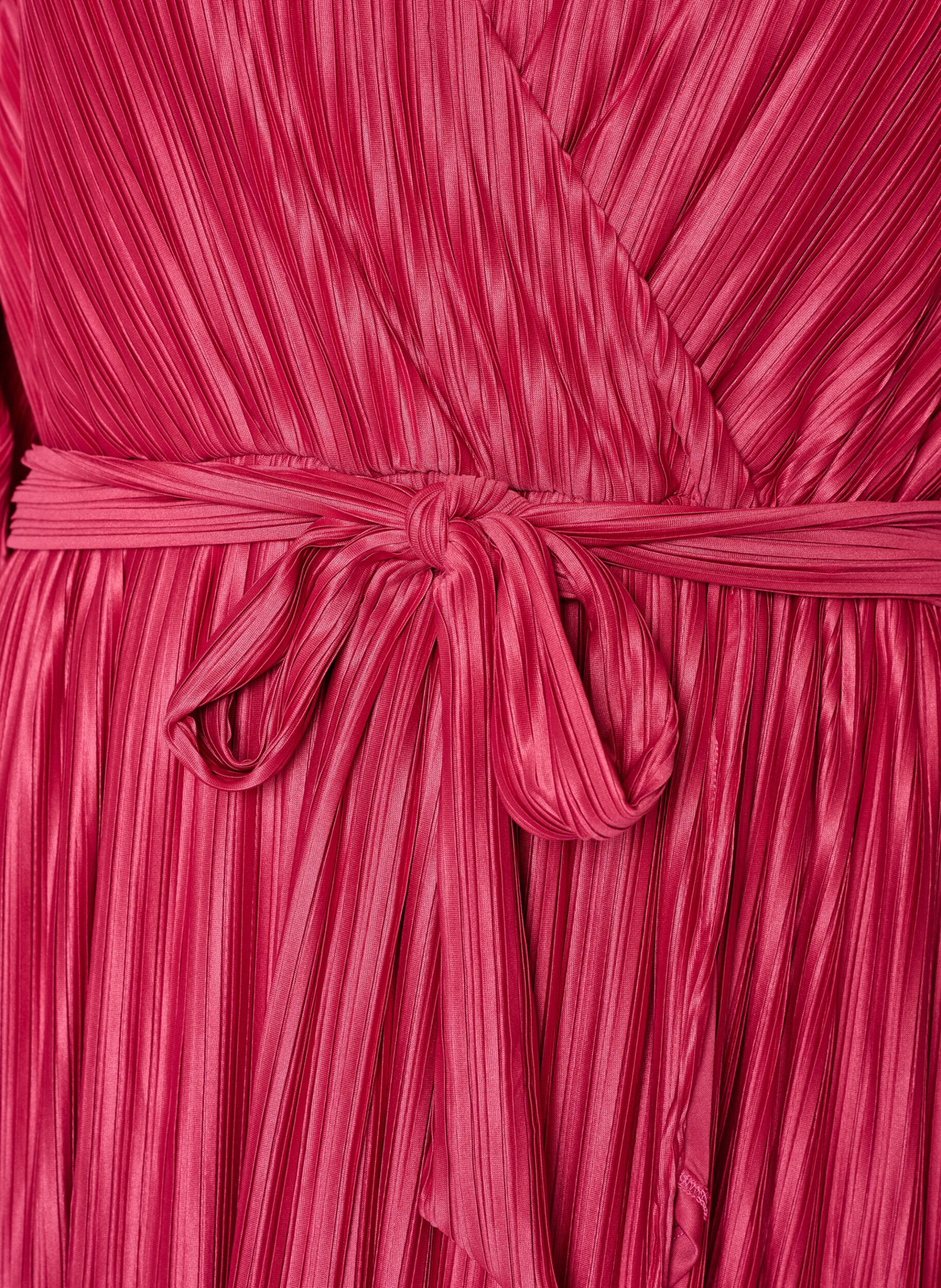 ZizziPlisserad midikl&auml;nning med fladdermus&auml;rmar, Rosa, Packshot image number 2