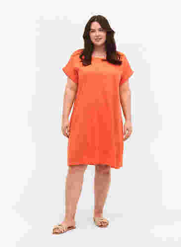 2-pack klänningar i bomull med korta ärmar, Living Coral / Black, Model image number 2