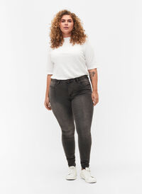 Super slim Amy jeans med hög midja, Dark Grey Denim, Model