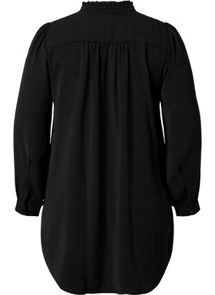 Långärmad tunika med volangkrage, Black, Packshot image number 1