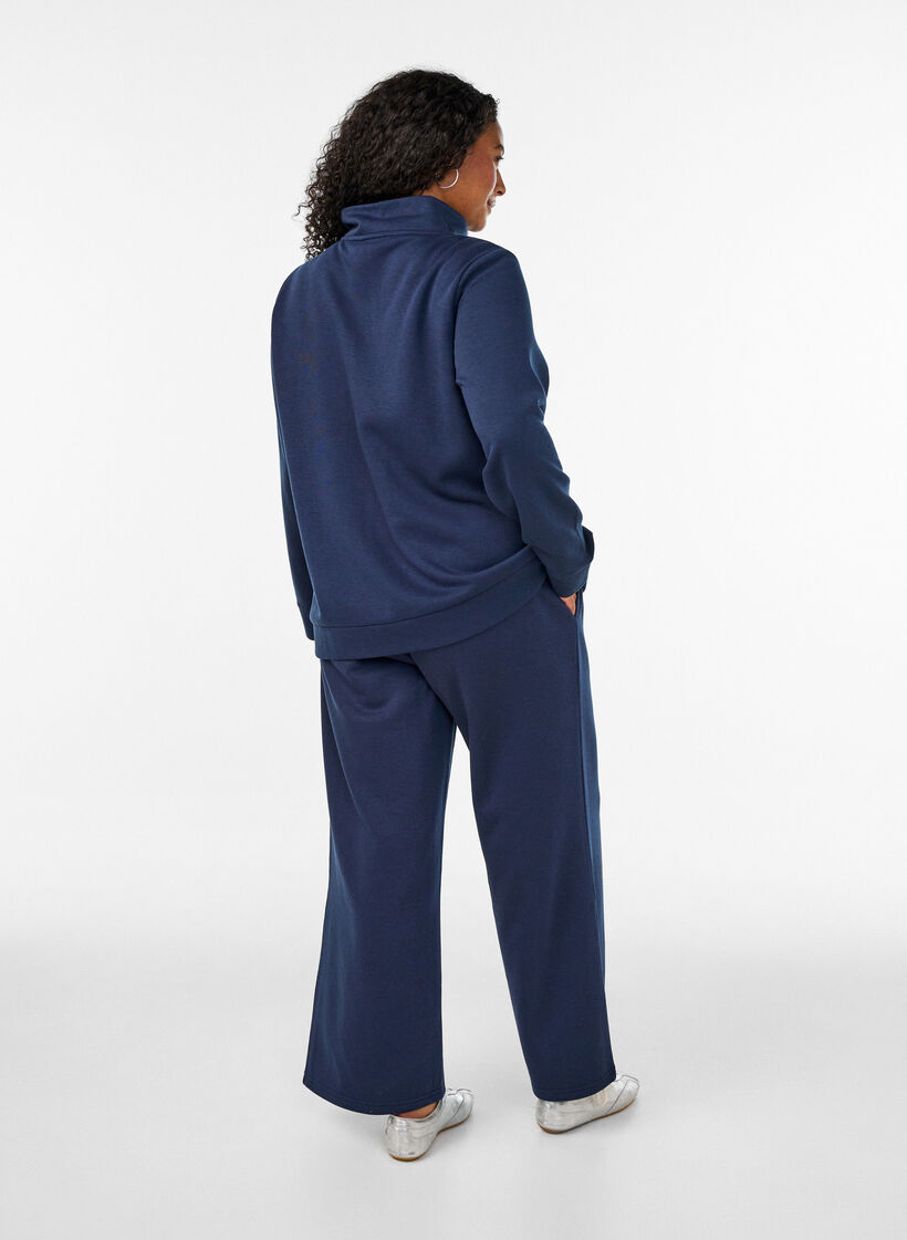 Sweatpants med h&ouml;g midja och vida ben, Bl&aring;, Model image number 1