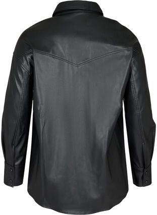 Skjortjacka i imiterad läder, Black, Packshot image number 1
