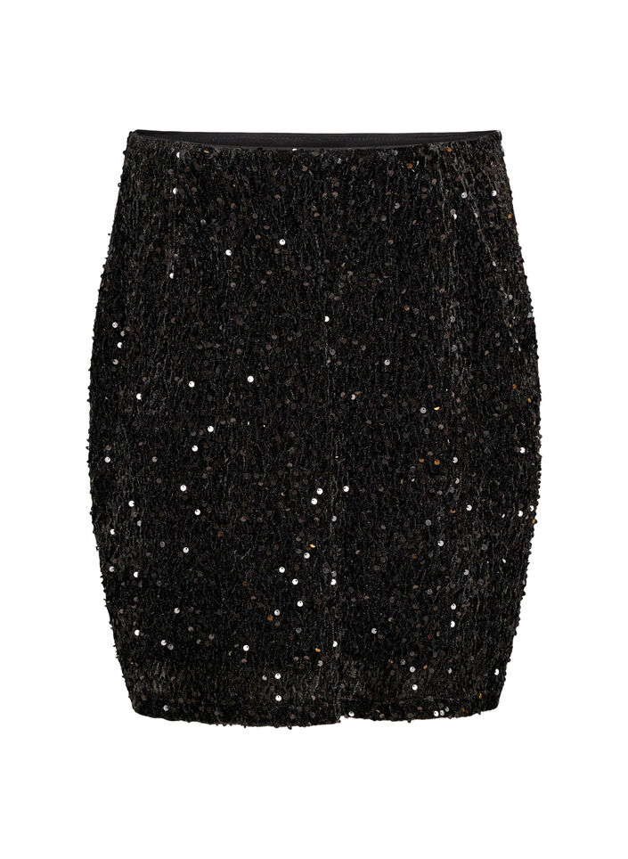 Kort kjol med paljetter, Brun, Packshot image number 0