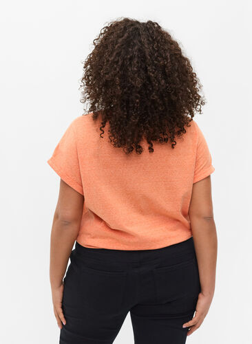 Melerad t-shirt i bomull, Amberglow Melange, Model image number 1