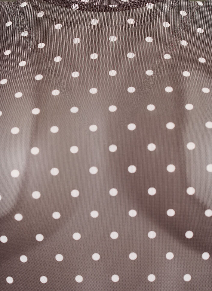 Blus i mesh med prickar, Brun, Packshot image number 2