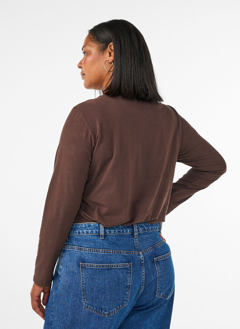 Baslinne i jersey med l&aring;nga &auml;rmar, Brun, Model image number 2