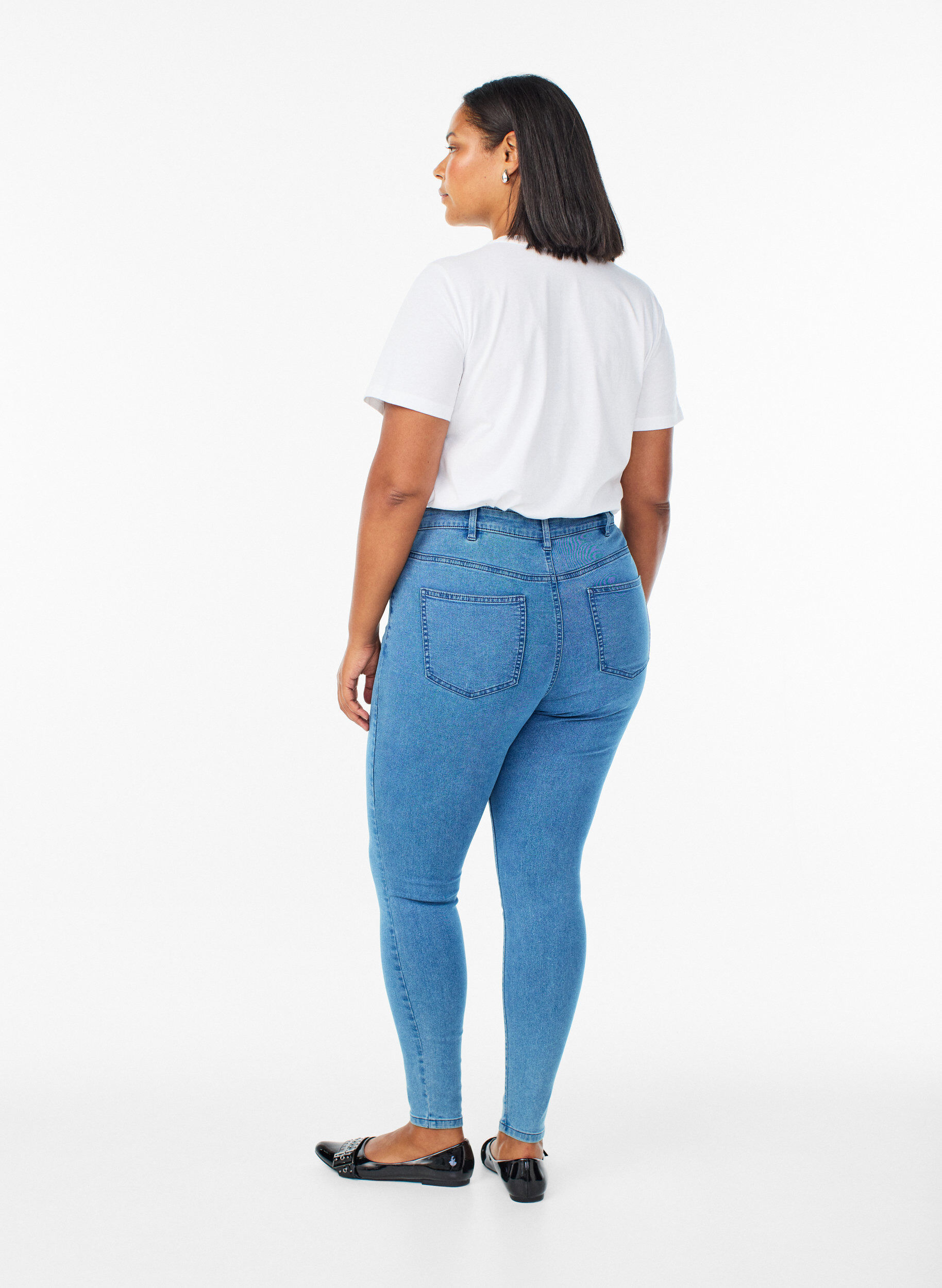 ZizziAmy jeans med h&ouml;g midja och supersmal passform, Bl&aring;, Model image number 1