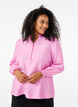Blus med volangkrage, Rosa, Model image number 0