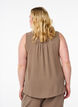 &Auml;rml&ouml;s topp med rynkdetaljer, Brun, Model image number 2