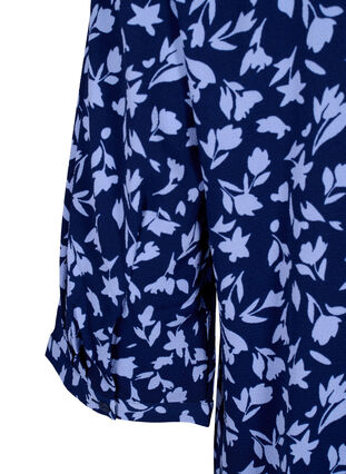 Blommönstrad tunika med 3/4-ärm, M. Blue Flower AOP, Packshot image number 3