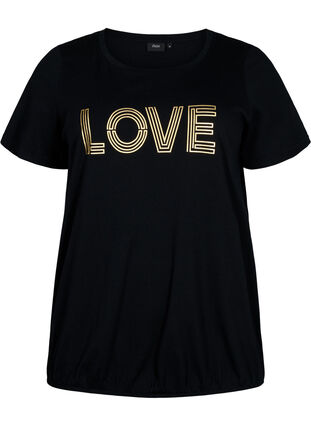Bomulls t-shirt med folietryck, Black W. Love, Packshot image number 0