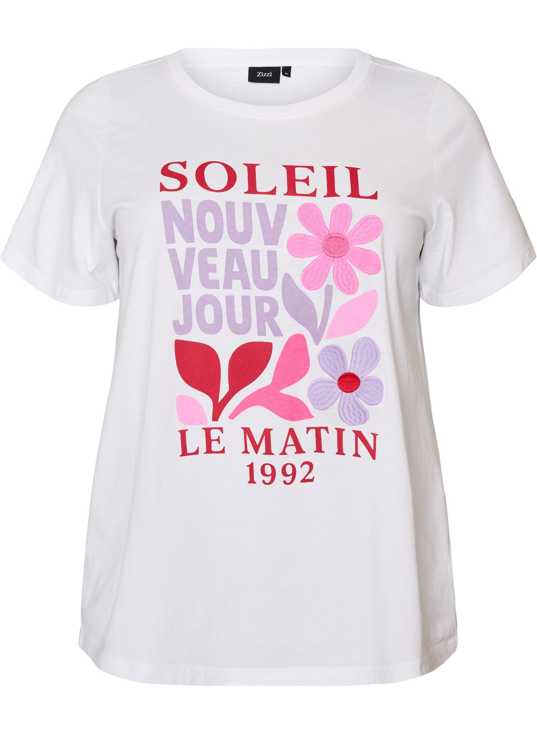 ZizziT-shirt i bomull med tryck, Vit, Packshot image number 0