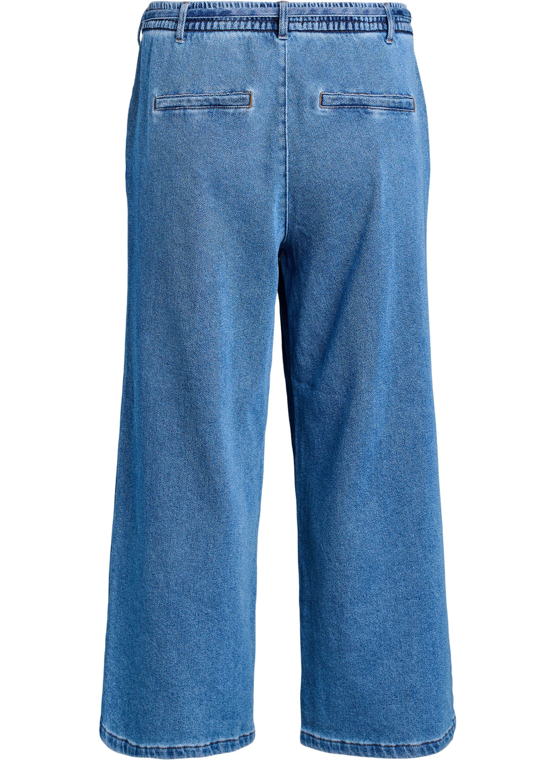 ZizziJeans med l&ouml;s passform, res&aring;r och dragsko, Bl&aring;, Packshot image number 1