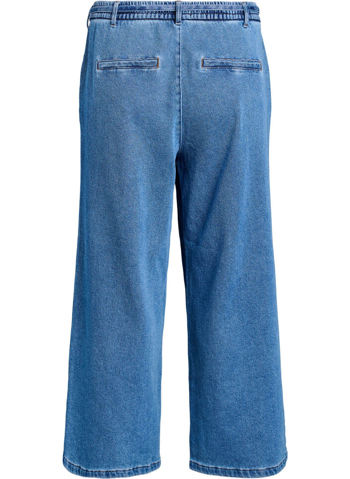 Jeans med l&ouml;s passform, res&aring;r och dragsko, Bl&aring;, Packshot image number 1
