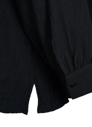 Långärmad blus med ruffelkrage, Black, Packshot image number 3
