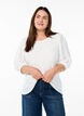 Blus med struktur och 3/4-&auml;rmar, Vit, Model image number 0