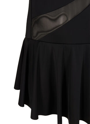 Badklänning med kjol och mesh, Black, Packshot image number 2