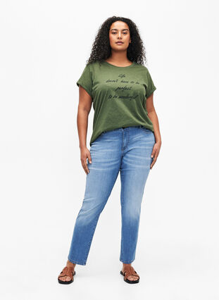 T-shirt med tryck i ekologisk bomull, Thyme w. Black Print, Model image number 2