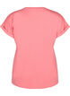 Kort&auml;rmad t-shirt i bomullsblandning, Rosa, Packshot image number 1