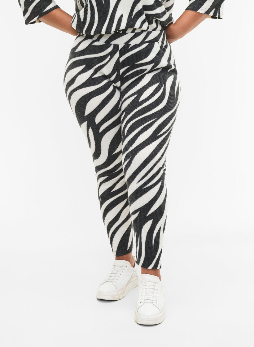 Leggings med zebramönster, White Zebra, Model image number 2