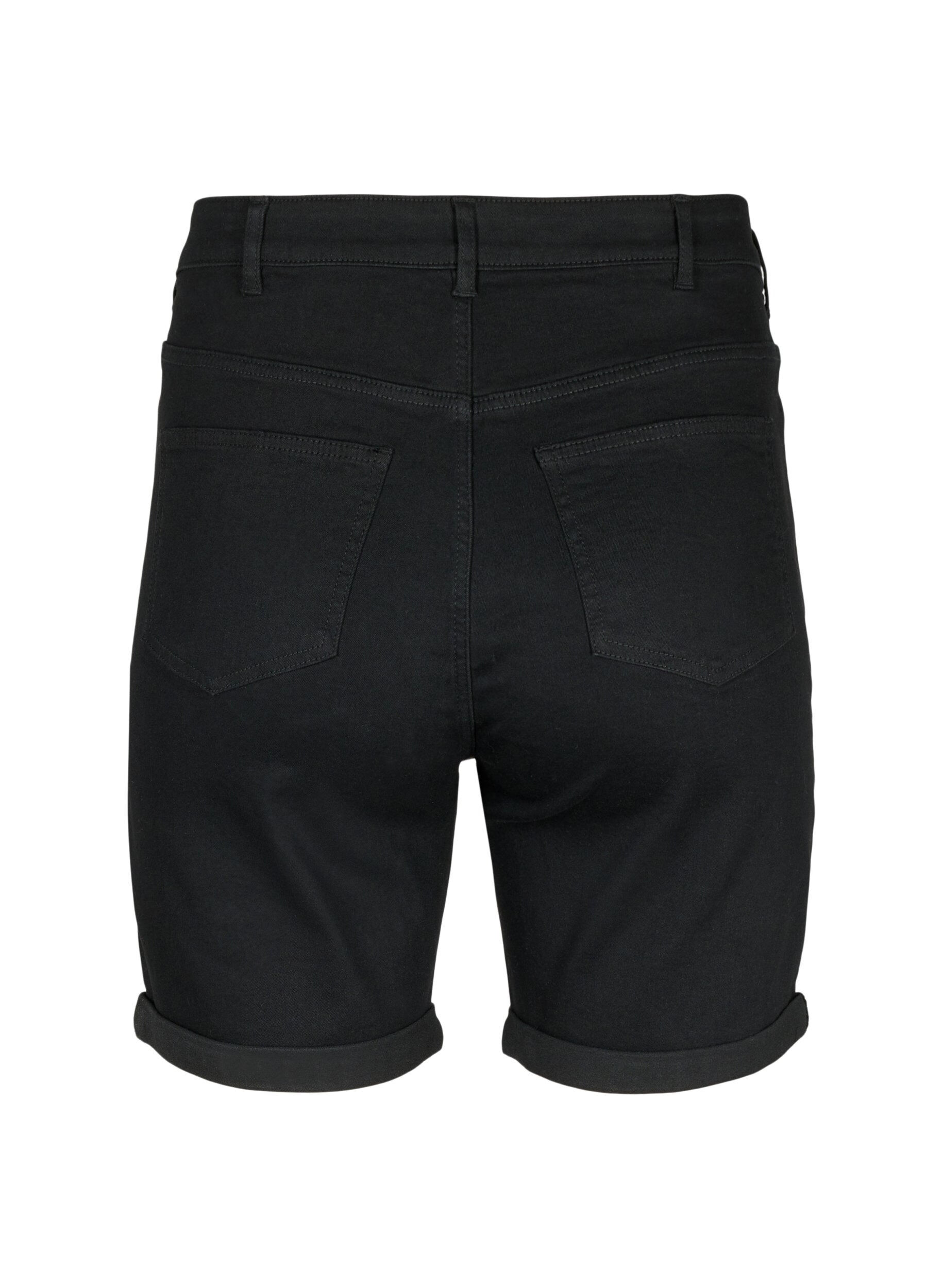 Zizzi &Aring;tsittande jeansshorts med h&ouml;g midja, Black, Packshot image number 1