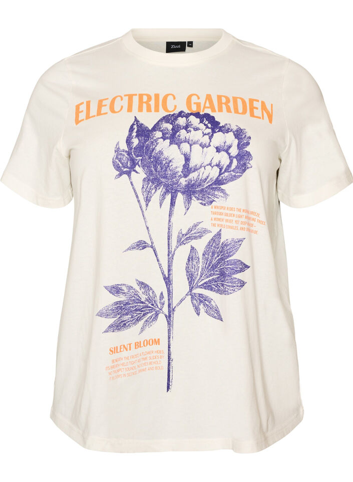 T-shirt i bomull med tryck, Vit, Packshot image number 0