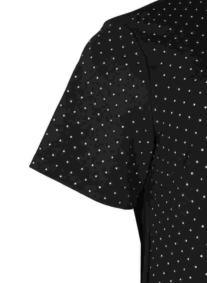 Kortärmad klänning med pärlor, Black, Packshot image number 3
