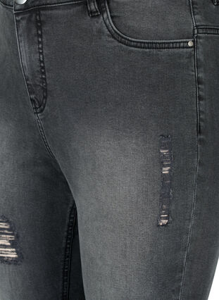 Kroppsnära jeans med slitdetaljer, Grey Denim, Packshot image number 2