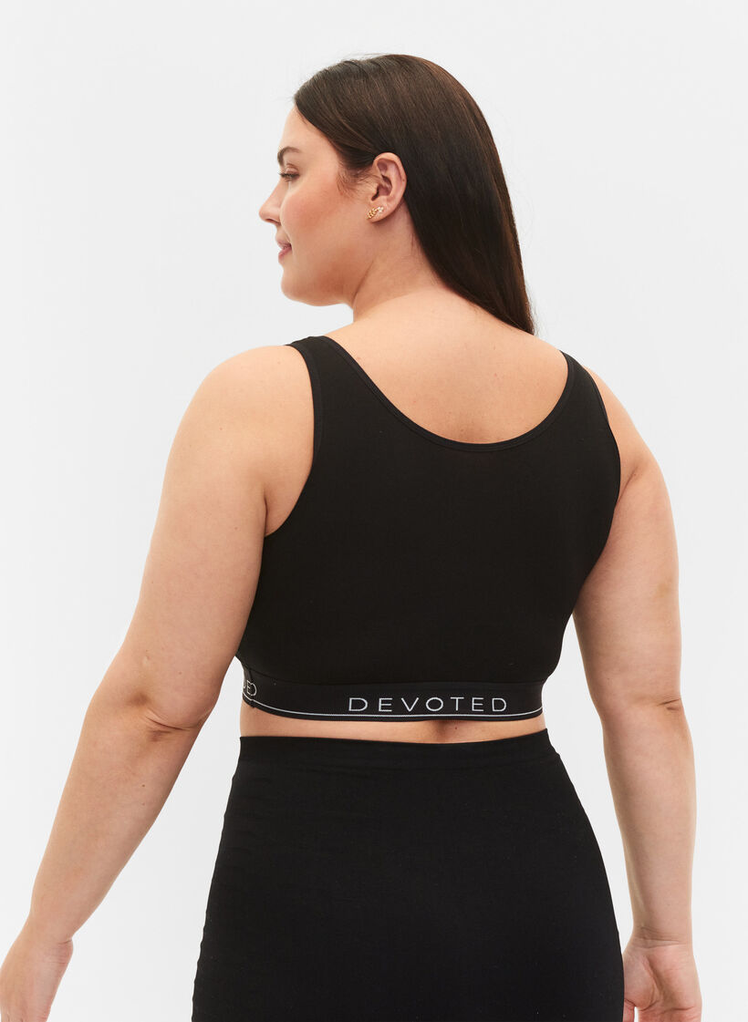Ovadderad bh i bomull med texttryck, Black/Upper Font, Model image number 1