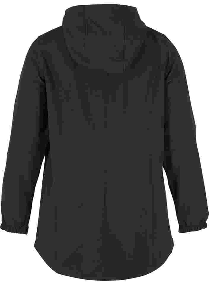Kort softshell jacka med luva, Black, Packshot image number 1