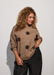 Stickad blus med prickigt m&ouml;nster, Brun, Model image number 0