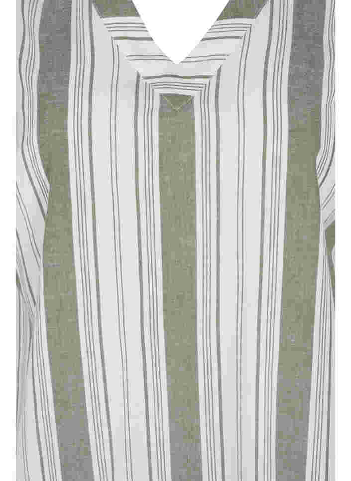 Randig bomullsklänning med korta ärmar, Thyme Stripe, Packshot image number 2