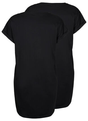 2-pack klänningar i bomull med korta ärmar, Black/Black, Packshot image number 1