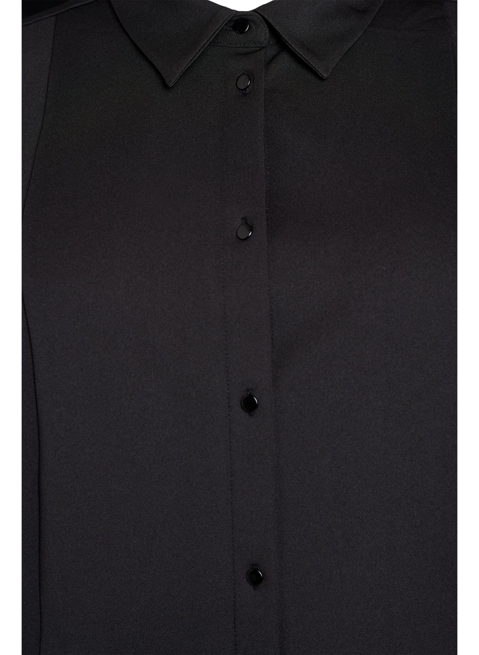 Zizzi Kort skjortkl&auml;nning med 3/4-&auml;rm, Svart, Packshot image number 2