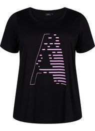  T-shirt till träning med print, Black w. Purple A