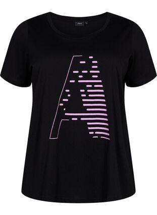  T-shirt till träning med print, Black w. Purple A, Packshot image number 0