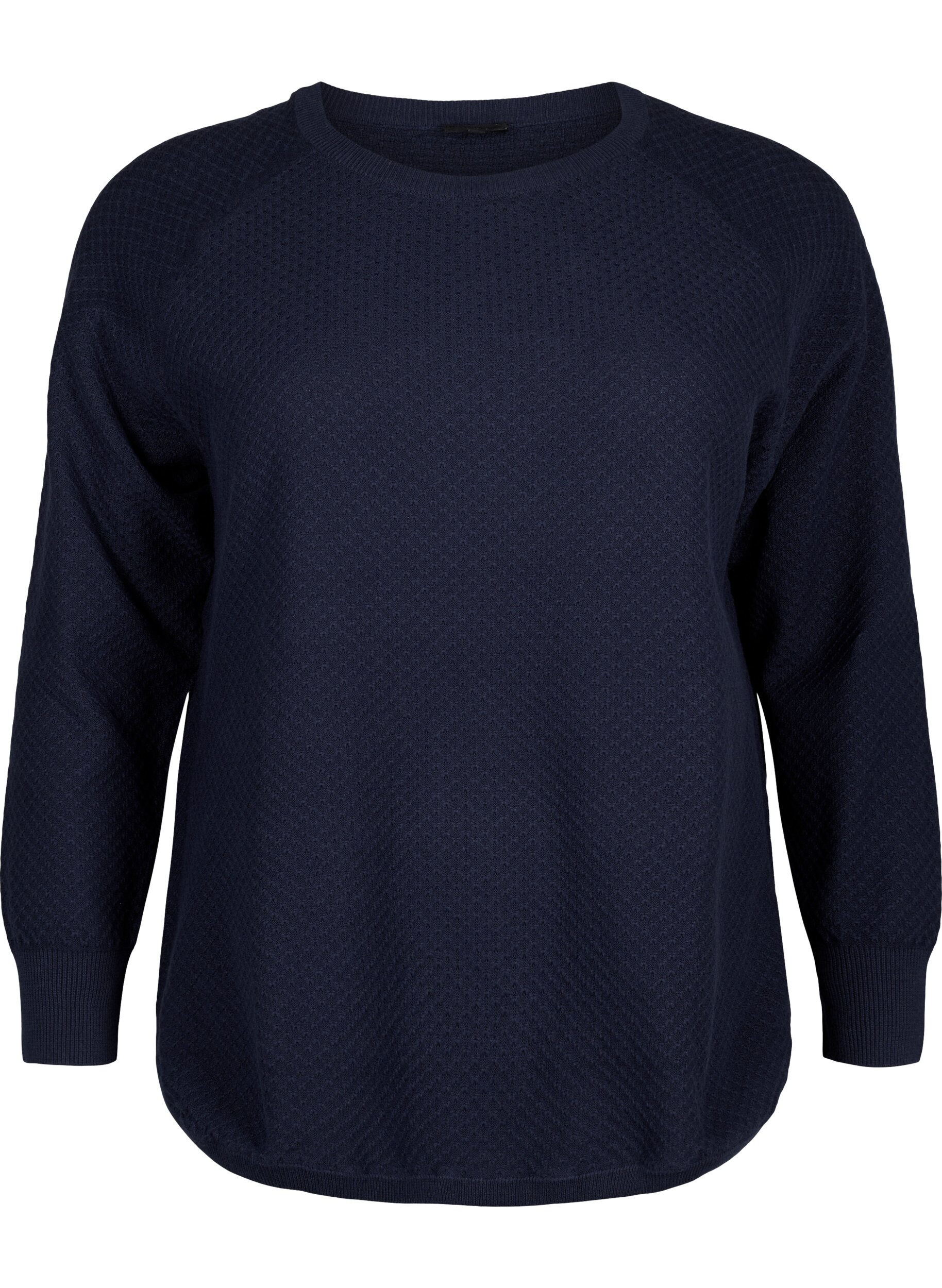 Zizzi Pullover i ekologisk bomull med strukturm&ouml;nster, Navy Blazer, Packshot image number 0