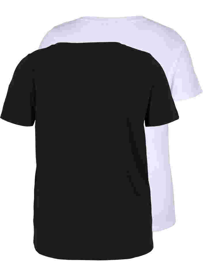 2-pack t-shirt i bomull, Black/Bright W, Packshot image number 1