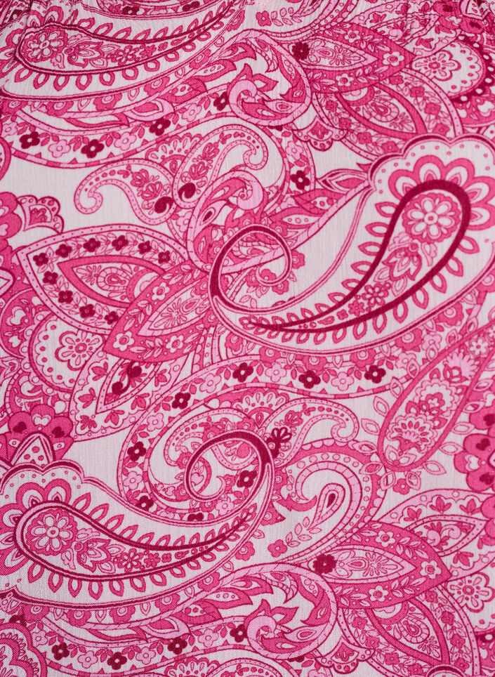 M&ouml;nstrad blus i viskos med volangdetaljer, Rosa, Packshot image number 2