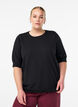 Finstickad blus med korta &auml;rmar, Svart, Model image number 0