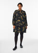 Kl&auml;nning med blommigt tryck och knytning, Svart, Model image number 1