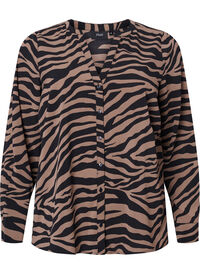 V-ringad skjorta med zebramönster