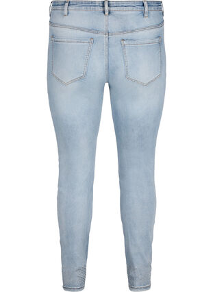 Amy jeans med hög midja och strass, Light blue, Packshot image number 1