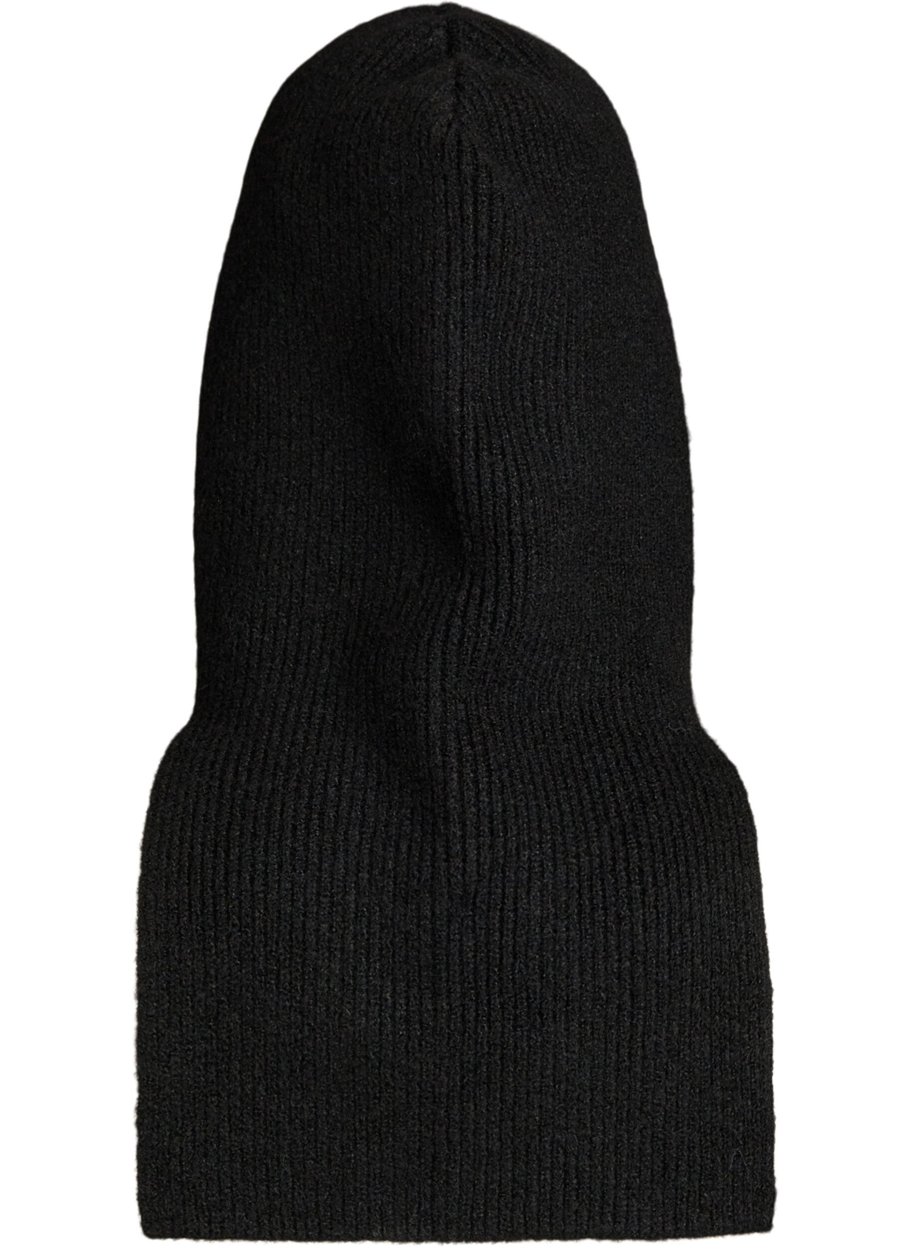 Zizzi Ribbstickad balaclava med dragkedja, Svart, Packshot image number 1