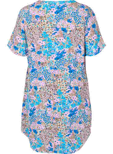 Mönstrad klänning med snördetaljer, Blue Rose Flower, Packshot image number 1