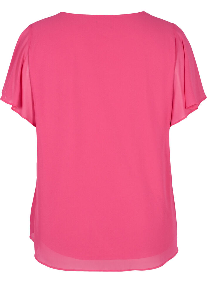 Blus med korta &auml;rmar, Magenta, Packshot image number 1